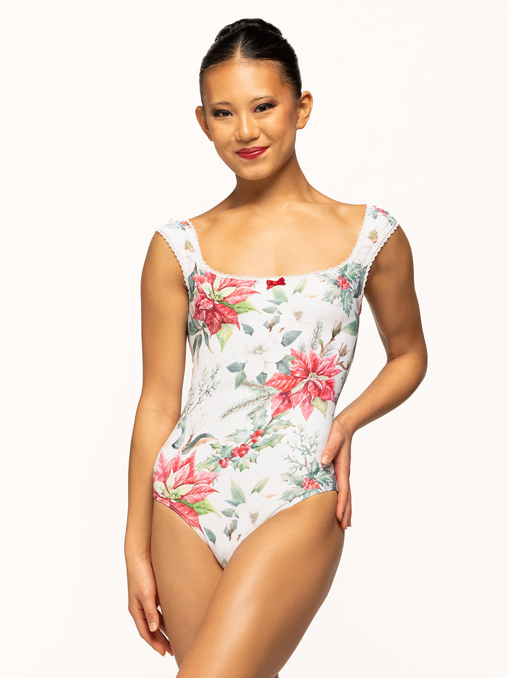 極美品 ウノア 花柄レオタード Lサイズ 極美品 ウノア 花柄レオタード