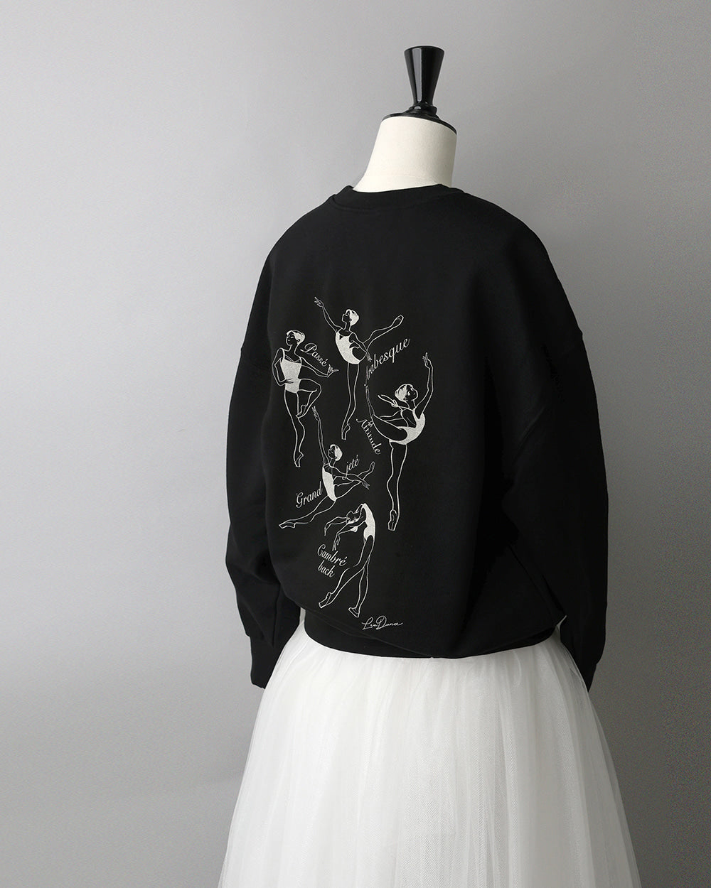 レヴダンス スウェット LEVDANCE ballet poses sweatshirt BLACK