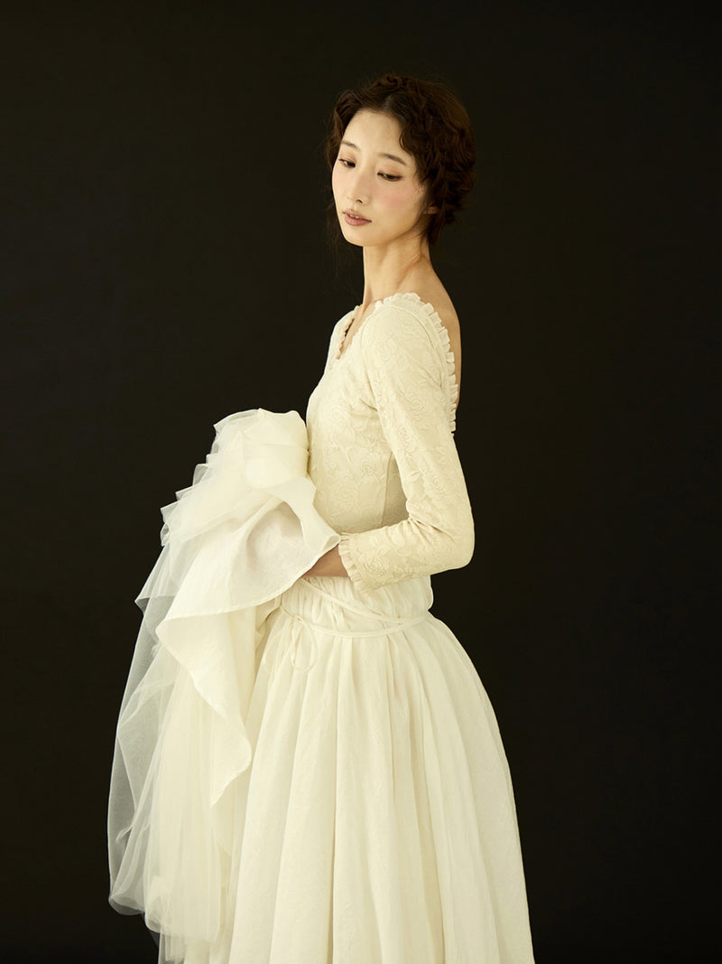 レヴダンス オリビアレースレオタード クリーム LEVDANCE olivia lace leotard CREAM