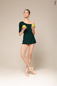 ジダンス ZIDANS ラップスカート Wrap skirt with ties bottle green