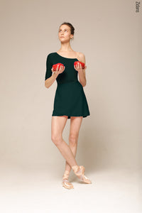 ジダンス ZIDANS ラップスカート Wrap skirt with ties bottle green