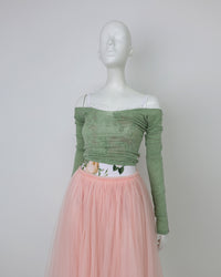 レヴダンス オフショルダーウールセーター グリーン LEVDANCE  off-shoulder wool sweater VINTAGE GREEN