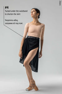 ジダンス ウエスト ＆ リボン付き 巻きスカート ZIDANS Wrap Skirt with Elastic Waist and Ties Black