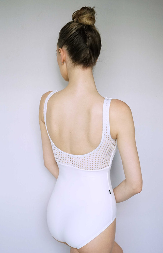 ジュールダンスウェア ラスター レオタード ホワイト+ホワイトドットメッシュ Jule Dancewear Luster Leotard: White + White Dot Mesh