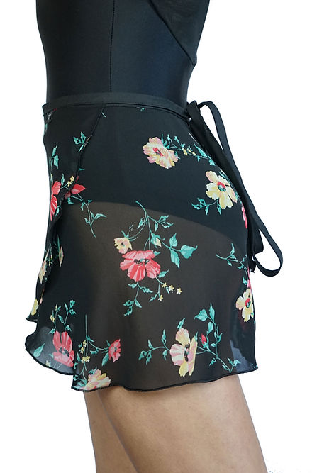 ジュールダンスウェア 巻スカート ブラックフローラル Jule Dancewear Wrap Skirt: Black Floral