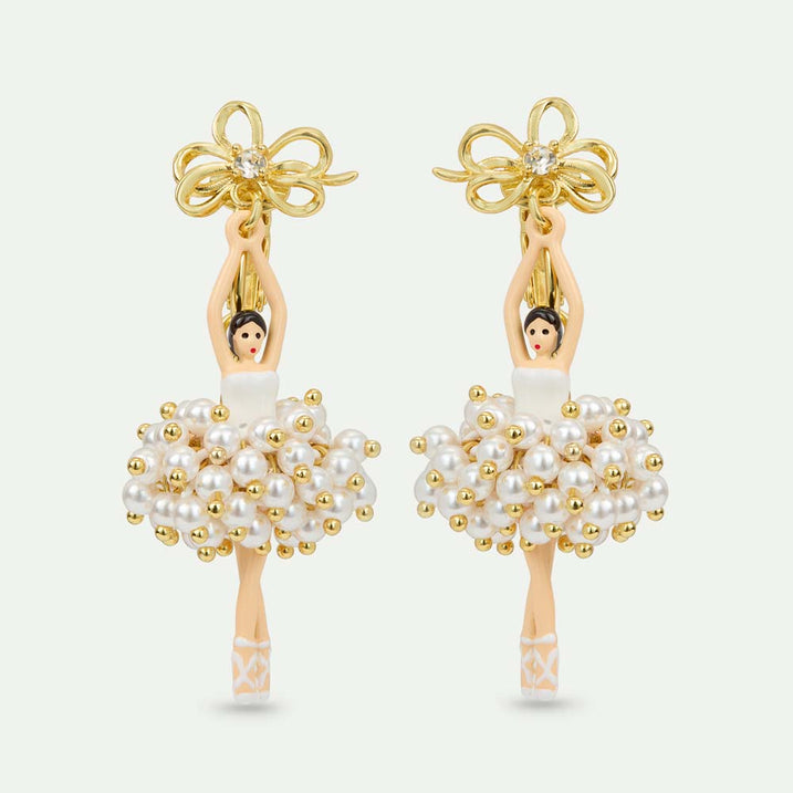 Les Néréides レネレイド　ゴールド リボン ピアス 専用＊ パリ・オペラ座150周年記念】レネレイド 金色のリボンとパールの