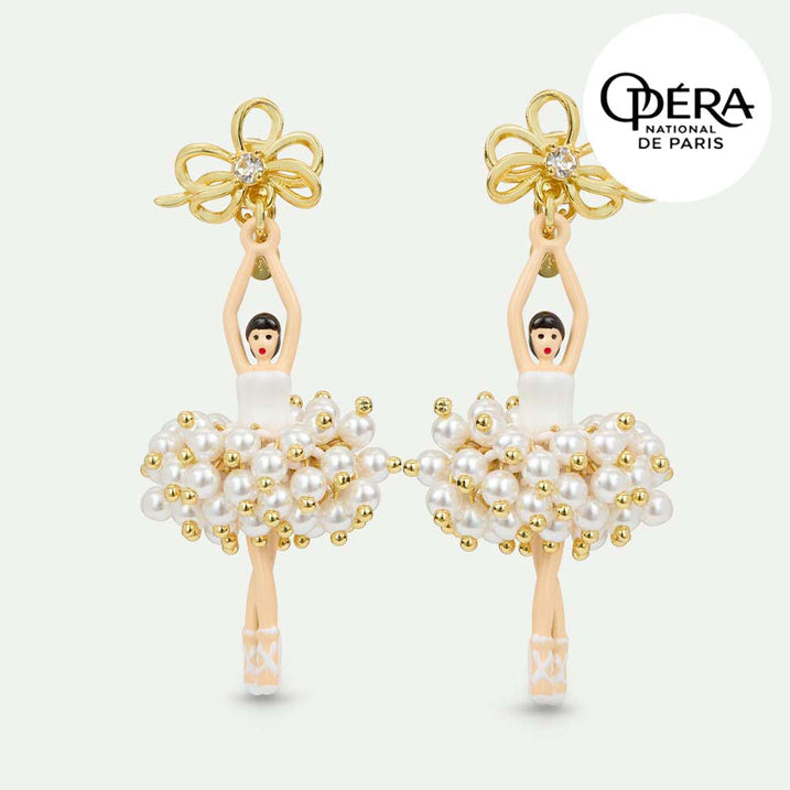 Les Néréides レネレイド　ゴールド リボン ピアス 専用＊ パリ・オペラ座150周年記念】レネレイド 金色のリボンとパールの
