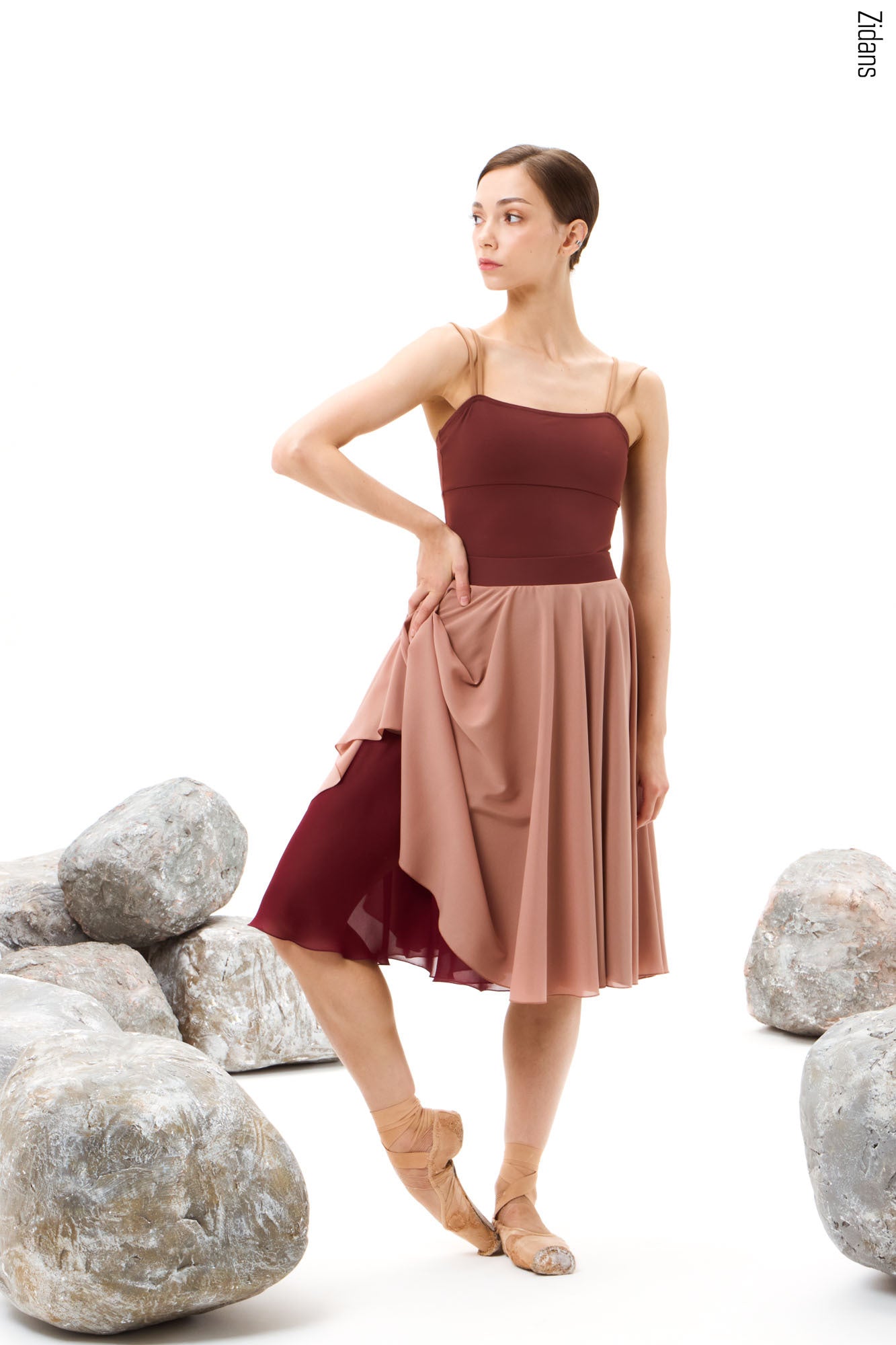 ジダンス リバーシブルリハーサル スカート ZIDANS Two-sided rehearsal skirt ground-sand