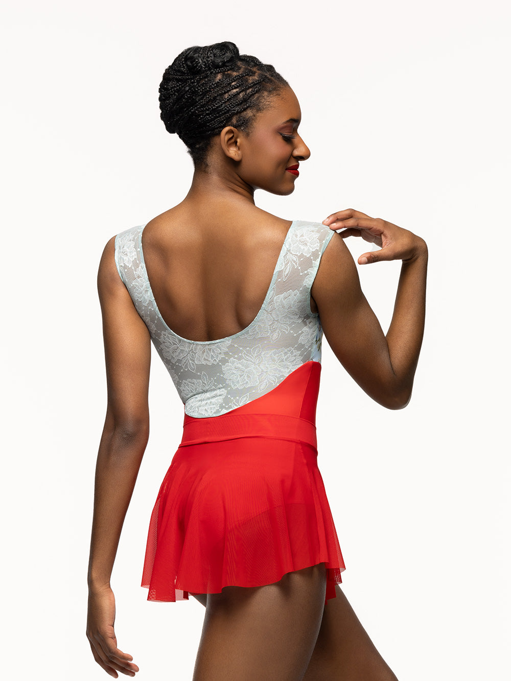 エレベ ダンスウェア ヒップスター・スカート Eleve Dancewear Hipster Skirt Red Mesh RTW