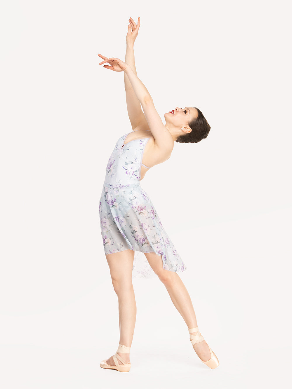 エレベ ダンスウェア アモラ ロングスカート ムーンリット ガーデン ベビーブルー メッシュ Eleve Dancewear Amora Long High-Low Skirt Moonlit Garden Baby Blue Mesh RTW