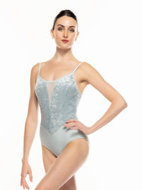 エレベ ダンスウェア クロエ レオタード Eleve Dancewear Chloe Leotard Baby Blue Distressed Velvet RTW