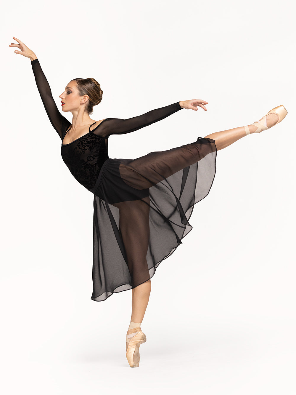 *エレベ ダンスウェア シフォン・リハーサル・スカート Eleve Dancewear Chiffon Rehearsal Skirt Black RTW