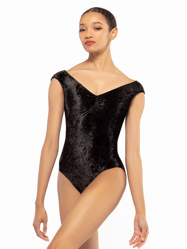 *エレベ ダンスウェア ソフィア レオタード Eleve Dancewear Sophia Leotard Black Crushed Velvet RTW