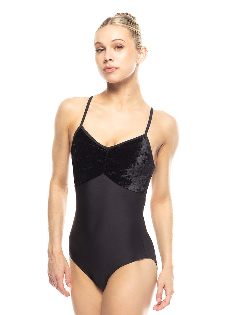 エレベ ダンスウェア マッケンジーレオタード ブラック・クラッシュド・ベルベット Eleve Dancewear Mackenzie Leotard Black Crushed Velvet RTW