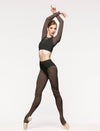 エレベ ダンスウェア スティラップバックシームタイツ ブラックメッシュ Eleve Dancewear Stirrup Back Seam Tights Black Mesh RTW
