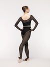 エレベ ダンスウェア スティラップバックシームタイツ ブラックメッシュ Eleve Dancewear Stirrup Back Seam Tights Black Mesh RTW