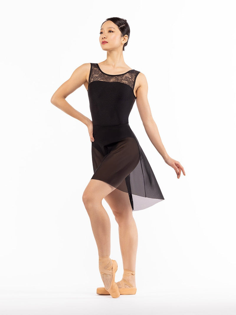 エレベ ダンスウェア バックタックスカート ブラックメッシュ Eleve Dancewear Back Tuck Skirt Black Mesh RTW