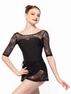 エレベ ダンスウェア ウィーン ショート ラップ スカート ブラック レース Eleve Dancewear Vienna Short Wrap Skirt Black Lace RTW