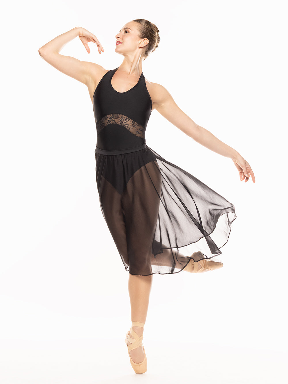 *エレベ ダンスウェア シフォン・リハーサル・スカート Eleve Dancewear Chiffon Rehearsal Skirt Black RTW