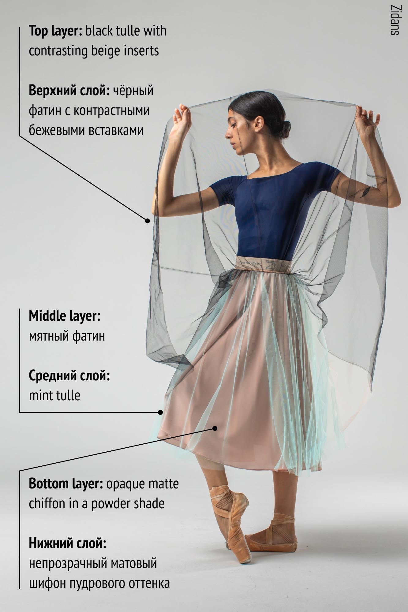 ジダンス リハーサルチュールスカート ランタン ZIDANS Rehearsal