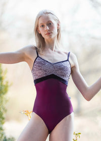 クラスイン ナス色ベルベットインサートキャミソールレオタード Class In EGGPLANT VELVET INSERT CAMI