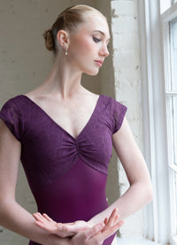 クラスイン ナスレースオーバーレイ キャップスリーブレオタード Class In EGGPLANT LACE OVERLAY LEO
