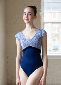 クラスイン キャップスリーブレオタード Class In NAVY VELVET INSERT CAP LEO