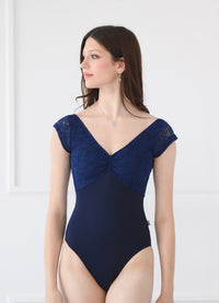クラスイン キャップスリーブレオタード Class In NAVY LACE OVERLAY LEO