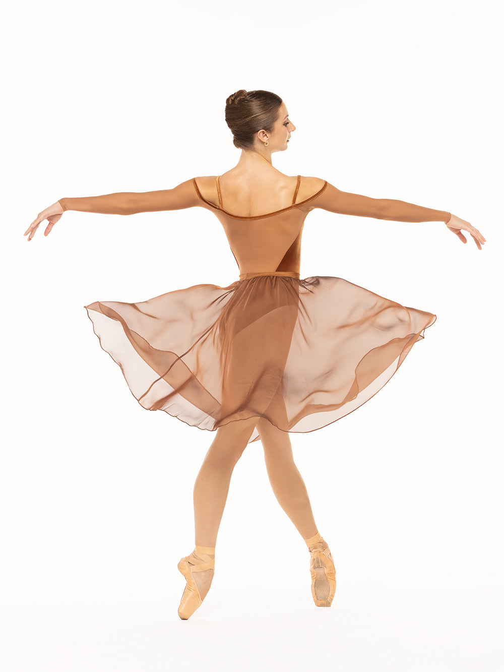 *エレベ ダンスウェア シフォン・リハーサル・スカート Eleve Dancewear Chiffon Rehearsal Skirt Cognac RTW