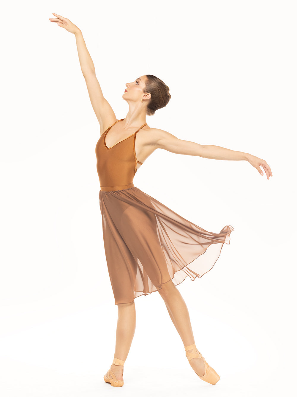 *エレベ ダンスウェア シフォン・リハーサル・スカート Eleve Dancewear Chiffon Rehearsal Skirt Cognac RTW