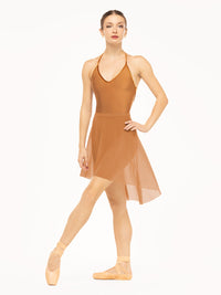 エレベ ダンスウェア ロングハイロースカート Eleve Dancewear Long High-Low Skirt Cognac Mesh RTW