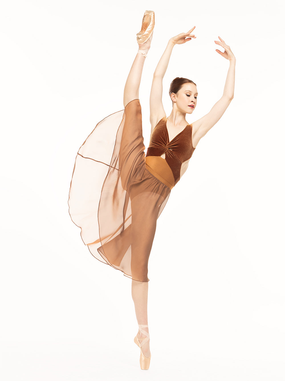 *エレベ ダンスウェア シフォン・リハーサル・スカート Eleve Dancewear Chiffon Rehearsal Skirt Cognac RTW
