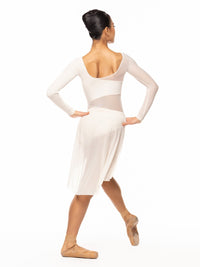 エレベ ダンスウェア ロングハイロースカート クリームメッシュ Eleve Dancewear Long High-Low Skirt Cream Mesh RTW