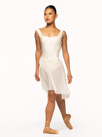 エレベ ダンスウェア ロングハイロースカート クリームメッシュ Eleve Dancewear Amora Long High-Low Skirt Cream Mesh RTW