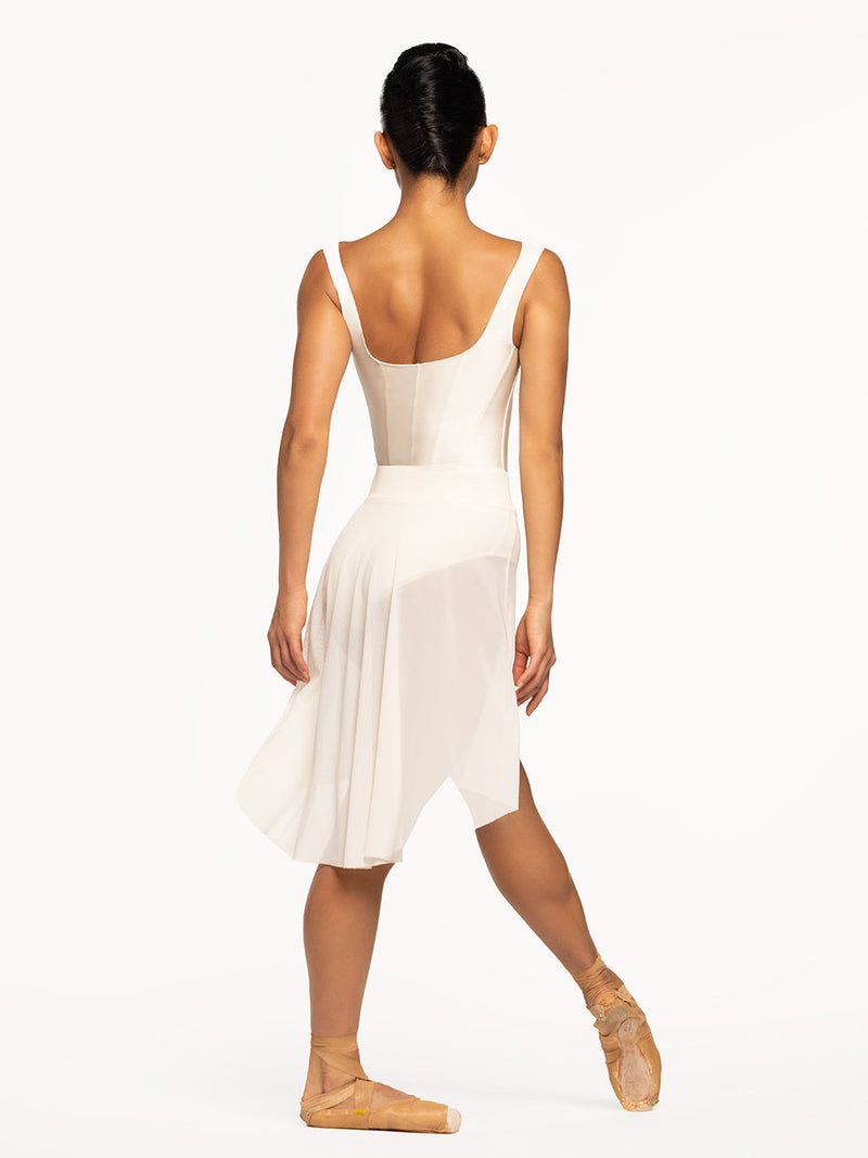 エレベ ダンスウェア ロングハイロースカート クリームメッシュ Eleve Dancewear Amora Long High-Low Skirt Cream Mesh RTW