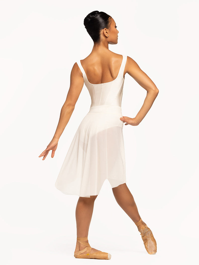 エレベ ダンスウェア ロングハイロースカート クリームメッシュ Eleve Dancewear Amora Long High-Low Skirt Cream Mesh RTW