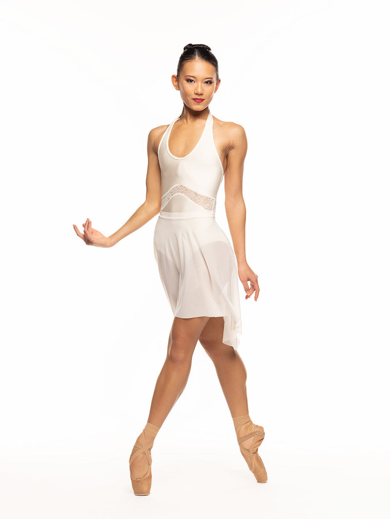エレベ ダンスウェア ロングハイロースカート クリームメッシュ Eleve Dancewear Long High-Low Skirt Cream Mesh RTW