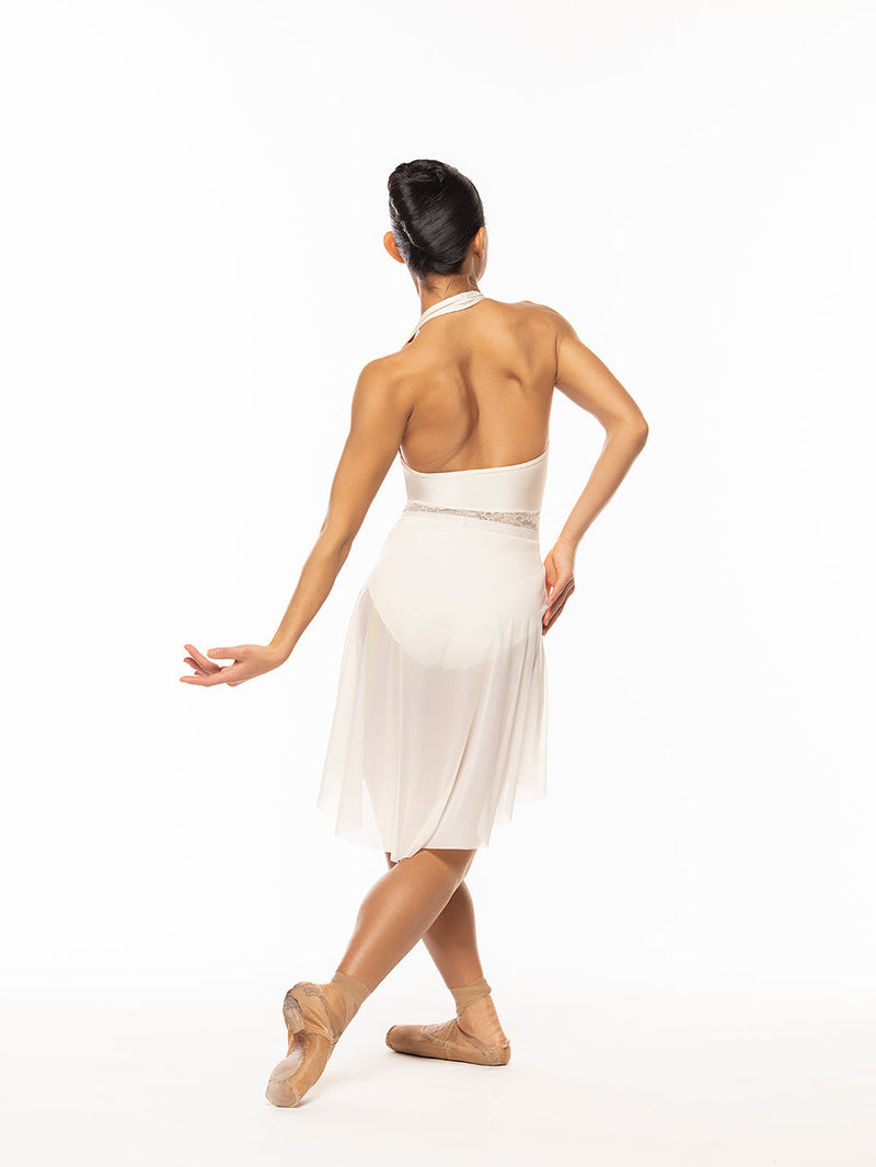 エレベ ダンスウェア ロングハイロースカート クリームメッシュ Eleve Dancewear Long High-Low Skirt Cream Mesh RTW
