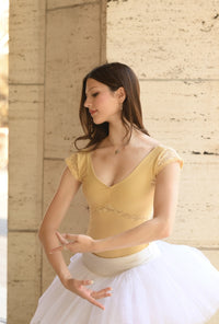 クラスイン キャップスリーブレオタード Class In BUTTER YELLOW LACE INSERT LEO
