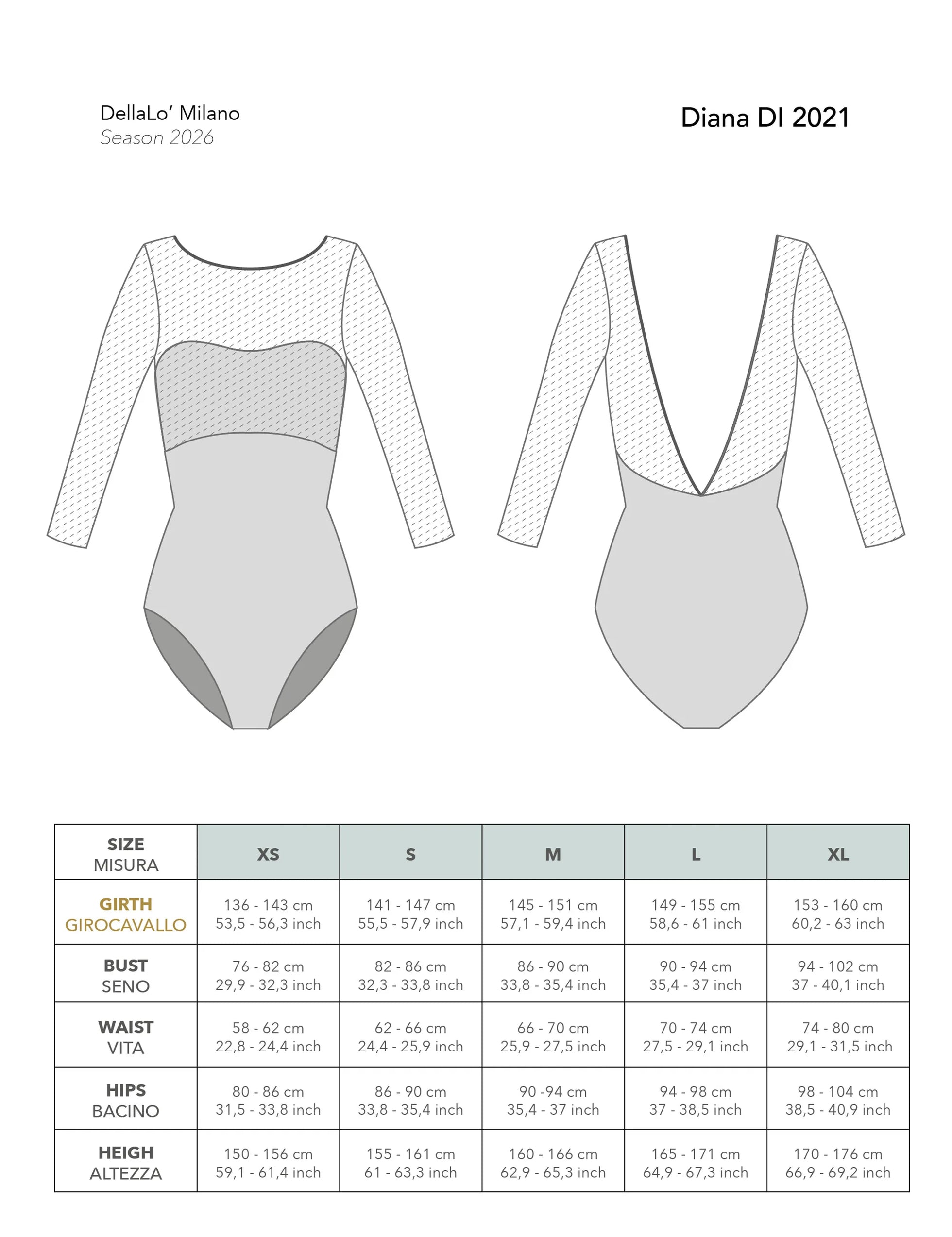 デラロミラノ ディアナ レオタード DellaLo' Milano Diana DI 2021 - Dance Leotard