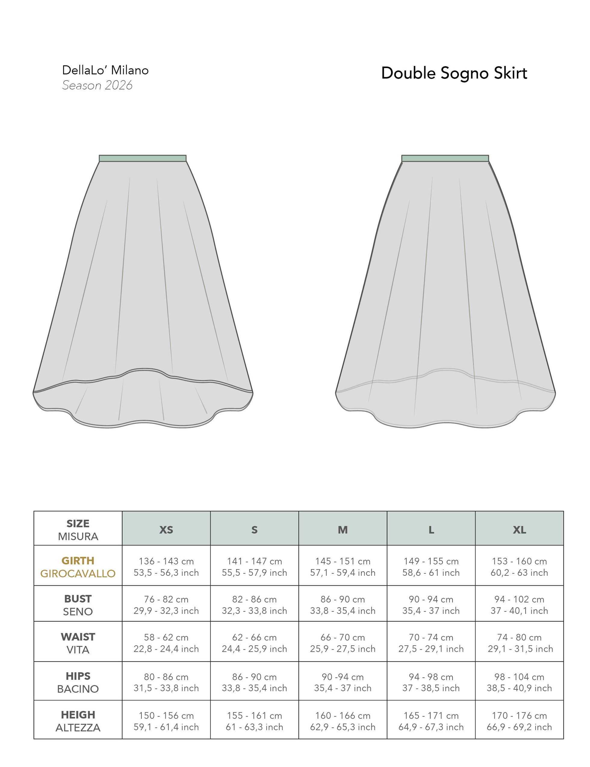 デラロミラノ ダブルソーニョ スカート DellaLo' Double Sogno Skirt • Prugna/Zenith