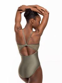 エレベ ダンスウェア マッケンジーレオタード ダスティ・オリーブ・クラッシュド・ベルベット Eleve Dancewear Mackenzie Leotard Dusty Olive Crushed Velvet RTW