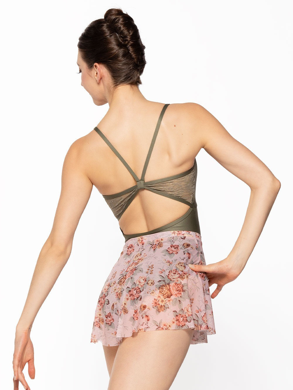 エレベ ダンスウェア マッケンジーレオタード ダスティ・オリーブ・クラッシュド・ベルベット Eleve Dancewear Mackenzie Leotard Dusty Olive Crushed Velvet RTW