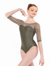 エレベダンスウェア ヴィンザント レオタード ダスティオリーブ ジニアレース Eleve Dancewear Vinzant Leotard Dusty Olive Zinnia Lace RTW