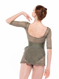 エレベダンスウェア ヴィンザント レオタード ダスティオリーブ ジニアレース Eleve Dancewear Vinzant Leotard Dusty Olive Zinnia Lace RTW