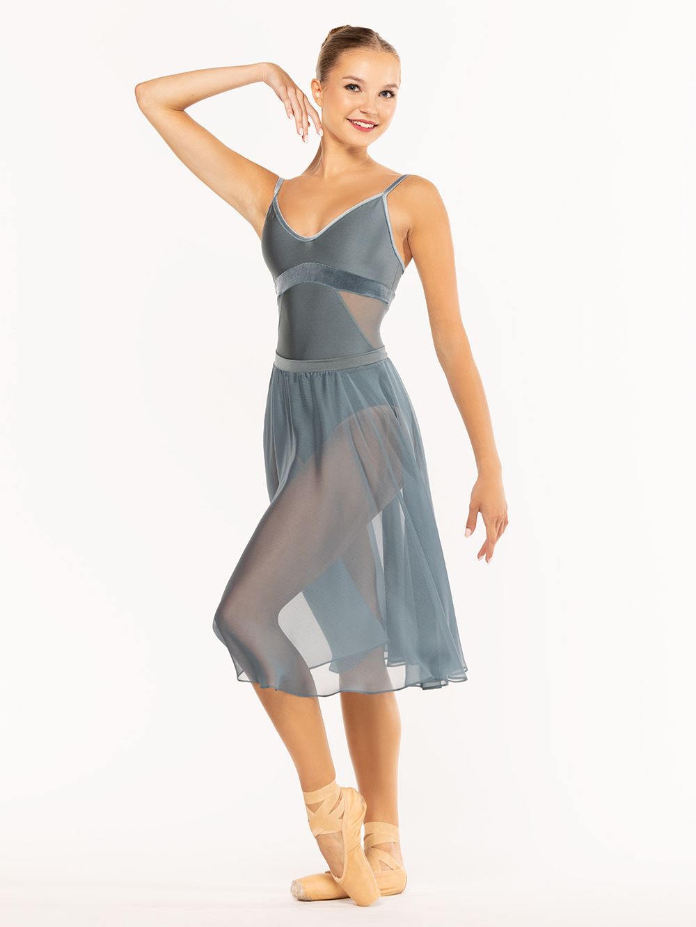 エレベ ダンスウェア シフォン・リハーサル・スカート Eleve Dancewear Chiffon Rehearsal Skirt Blue Agave RTW