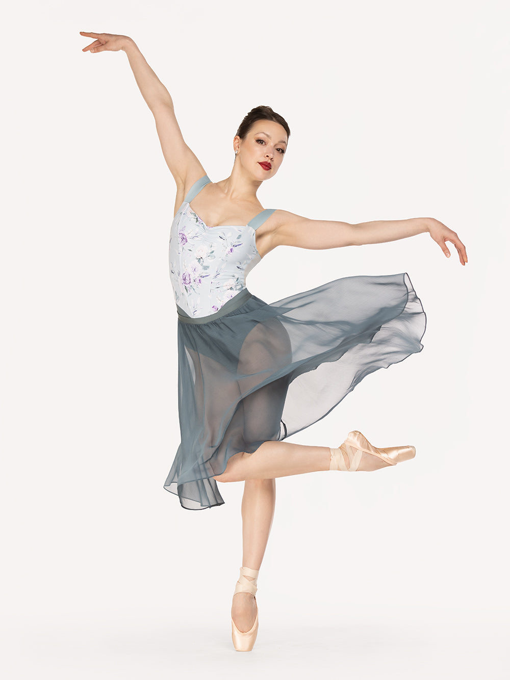 エレベ ダンスウェア シフォン・リハーサル・スカート Eleve Dancewear Chiffon Rehearsal Skirt Blue Agave RTW