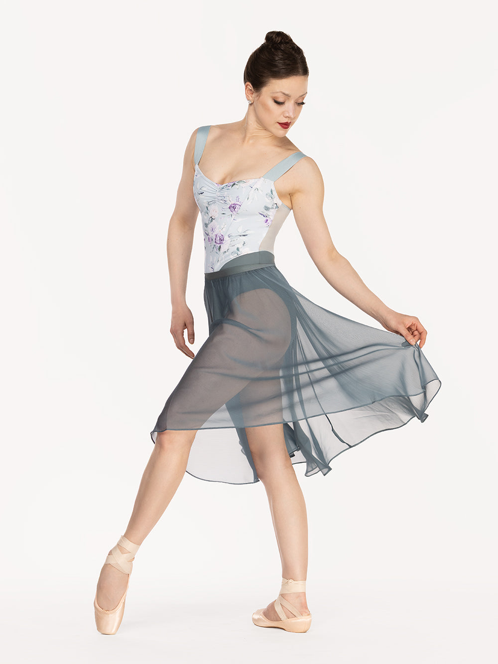 エレベ ダンスウェア シフォン・リハーサル・スカート Eleve Dancewear Chiffon Rehearsal Skirt Blue Agave RTW