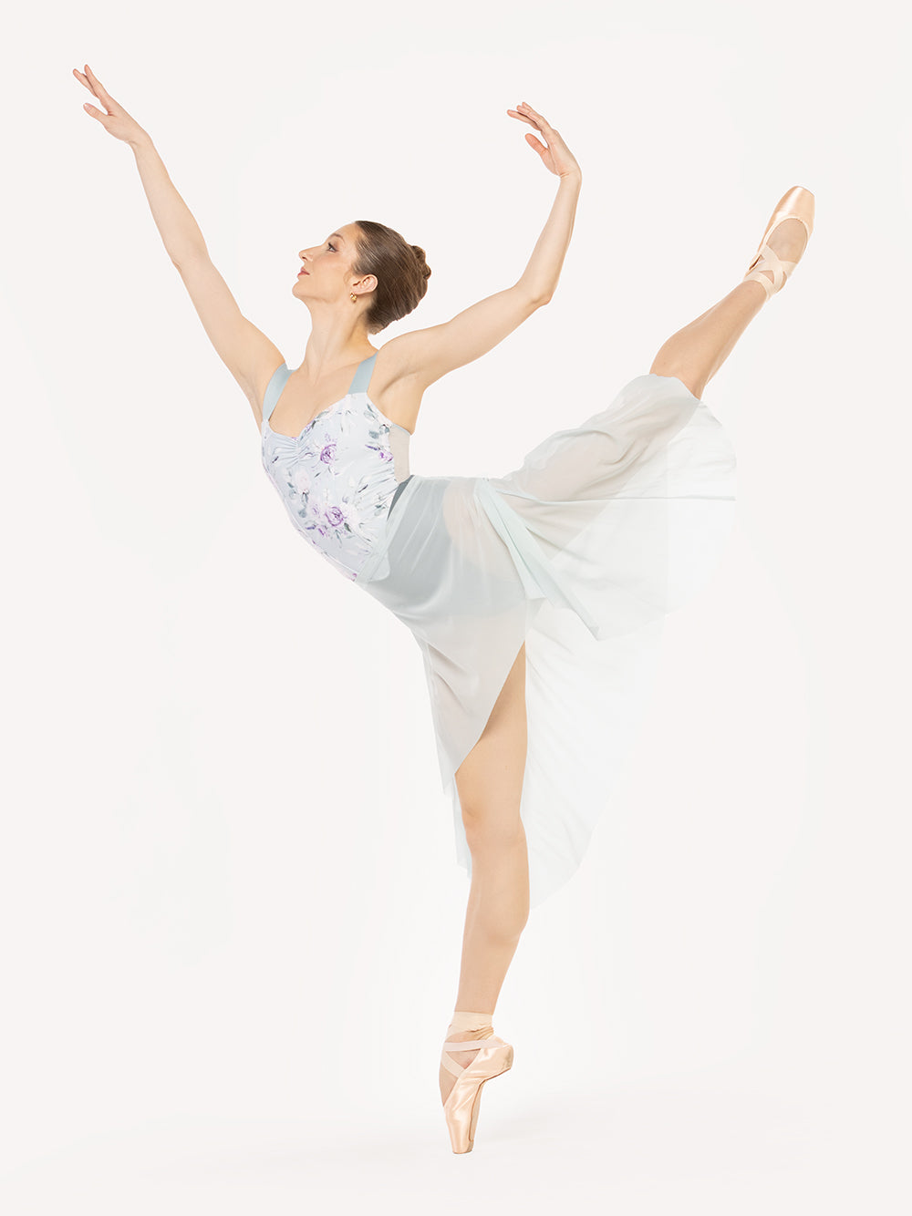 エレベ ダンスウェア レイチェル レオタード ムーンリット・ガーデン・ベイビーブルー Eleve Dancewear Mila Leotard Moonlit Garden Baby Blue RTW