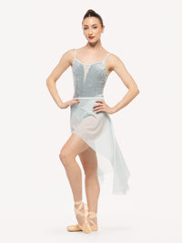 エレベ ダンスウェア ドラゴンフライショートスカート パウダーブルーメッシュ Eleve Dancewear Dragonfly Short Skirt Powder Blue Mesh RTW